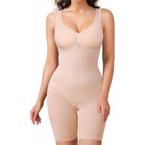 Women's Shapewear Beige Bodysuits Tummy Control Seamless Low Back Body Shaper
